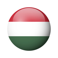 Hungary flag - glossy circle badge. Vector icon.