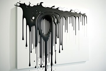 thick black paint runs down the white wall