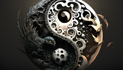 yin yang fantasy, généré par IA