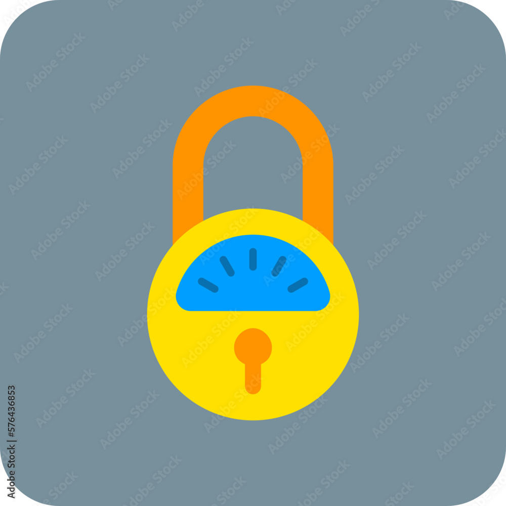 Wall mural padlock multicolor round corner flat icon