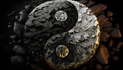 yin yang minéral, généré par IA