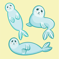 Cartoon seal with yellow background