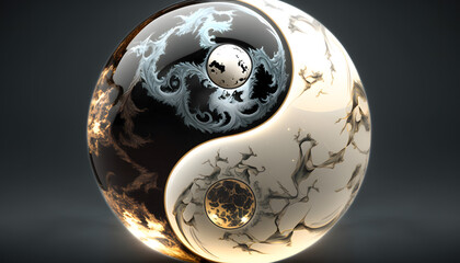 yin yang marbre, généré par IA