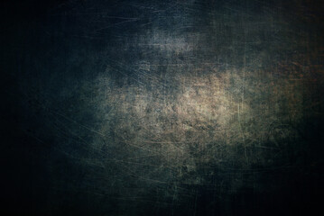 Modern dark background abstract dirty scratched texture in mysterious and grunge style with black, grey, turquoise, brown colors