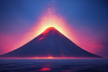 Fototapeta na wymiar Krakatoa volcano eruption (Indonesia). Hawaii. Generative ai