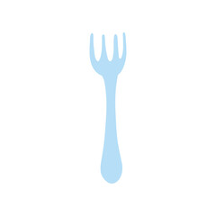 Cartoon Color Cute Fork Kitchen Icon Concept Flat Design Style Isolated on a White Background. Vector illustration