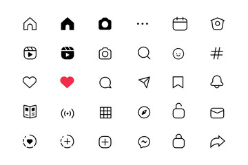 Set of popular social media icons. Set of modern, simple signs for website design, mobile app, or UI design. Vector Illustration, isolated on white background