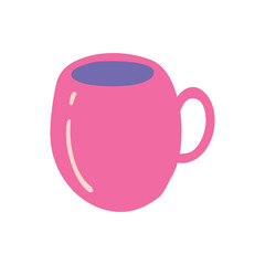 Cartoon Color Cute Mug Kitchen Icon Concept Flat Design Style Isolated on a White Background. Vector illustration