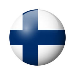 Fototapeta premium Finland flag - glossy circle badge. Vector icon.
