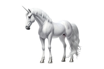 Isolated white horse unicorn - Generative AI