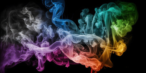 colorful smoke on black