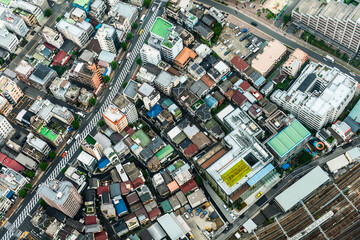 Tokyo shitamachi downtown Japan from Above