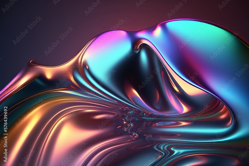 Poster abstract 3d neon holographic iridescent render. design visual for background banner poster or cover.