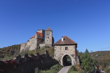 Fototapeta na wymiar A view to the historical castle at Hardegg, Austria