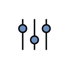 Audio Equalizer Technology Sign Thin Line Icon Isolated on a White Background. Vector illustration of Interface Slider Audio Mixer