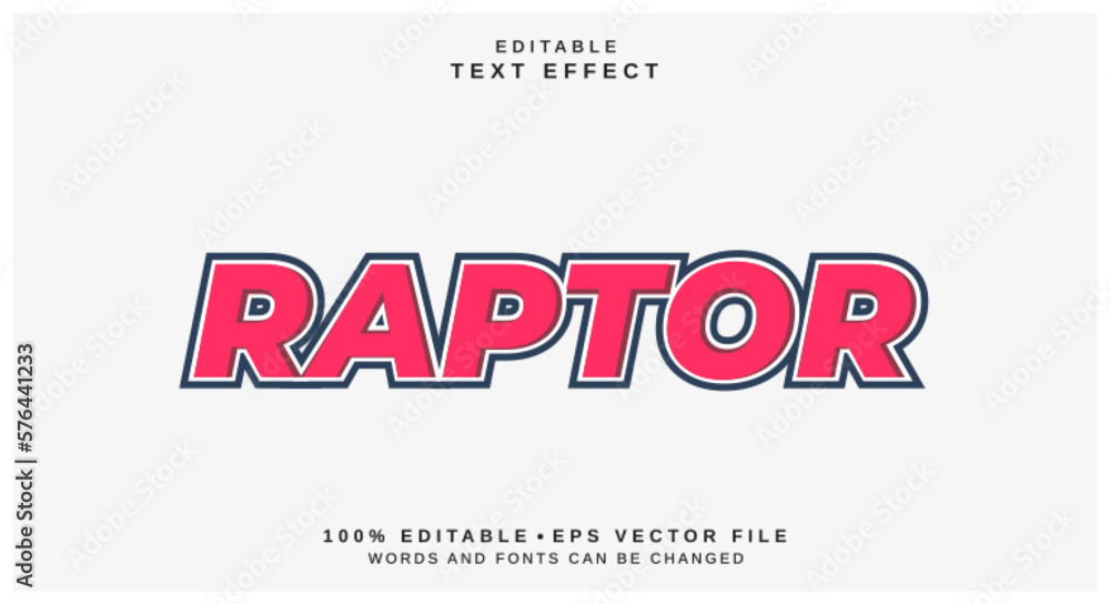 Fototapete editable text style effect - raptor text style theme.