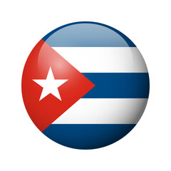 Fototapeta premium Cuba flag - glossy circle badge. Vector icon.