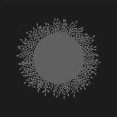 Floral vector wreath. Circle frame design element for invitations, greeting cards, posters, blogs. Delicate branches and leaves. Gray circle with olive branches. Eco border olive tree leaves.