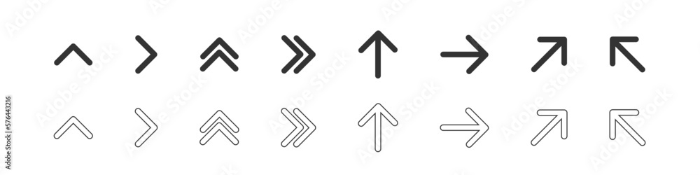 Poster arrow outline vector collection. arrow. modern simple arrows. cursor.