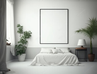 Frame & poster mockup in clean style interior. bedroom wall art mockup