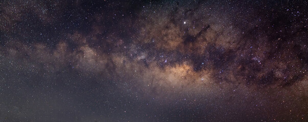 Naklejka premium Milkyway galaxy wide angle photograph. Million stars of galaxy. Used long exposure.