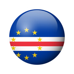 Cape Verde flag - glossy circle badge. Vector icon.