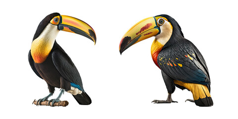 Isolated set of toucan bird - Generative AI - obrazy, fototapety, plakaty