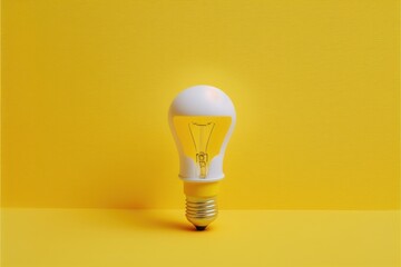 Light bulb on yellow background. Minimal idea concept