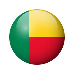 Fototapeta premium Benin flag - glossy circle badge. Vector icon.