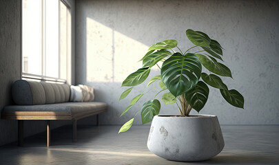  a potted plant in a white vase on a table.  generative ai