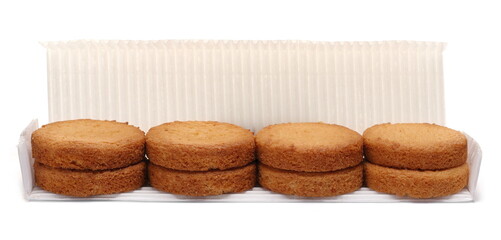 Shortbread biscuits, breton style, tea pastry with butter isolated on white
