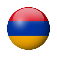 Obraz premium Armenia flag - glossy circle badge. Vector icon.