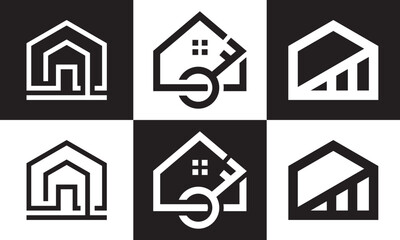 minimalist interior furniture home logo. perfect for property, real estate, business etc.