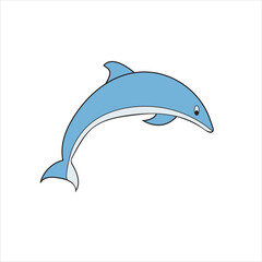 vector dolphin cartoon character on white background