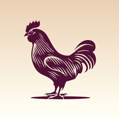 Hand drawn Chicken illustration. Vintage woodcut engraving style vector illustration.