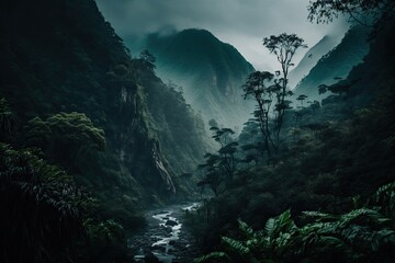 Nepal jungle mountain area, generative AI