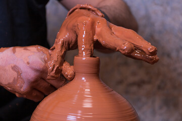 Potter making handicrafts