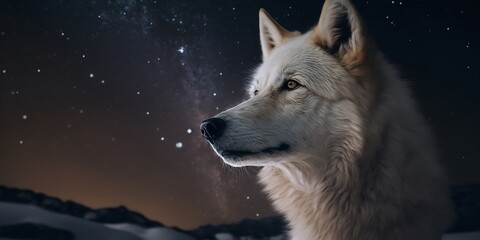Lonely white wolf illustration created using Generative AI.