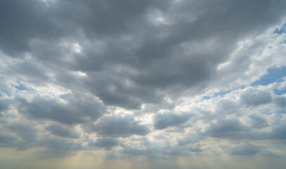 Fototapeta premium Sunset sky. Abstract nature background. Dramatic blue with orange colorful clouds in twilight time.