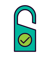 door sign with check mark