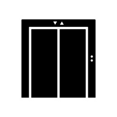 Elevator door icon. Black silhouette. Front view. Vector simple flat graphic illustration. Isolated object on a white background. Isolate.