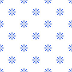 Small blue flowers isolated on white background. Cute monochrome floral seamless pattern. Vector simple flat graphic illustration. Texture.