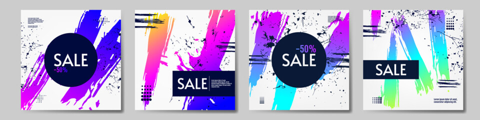 Set of abstract banners. Vector illustration. Artwork. Vector design for banner, postcard, banner, business card. Paint splash with gradient colors.