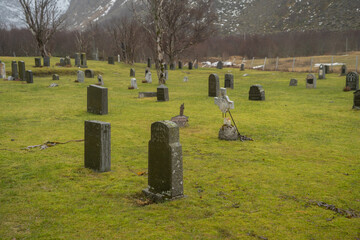 Naklejka premium Grave tomb for christian in cemetery in Europe.