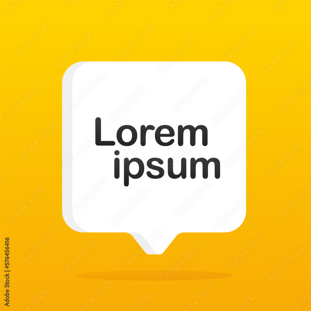 Aufkleber lorem ipsum popup message on yellow background. social network icon. ux ui design tooltip element. s