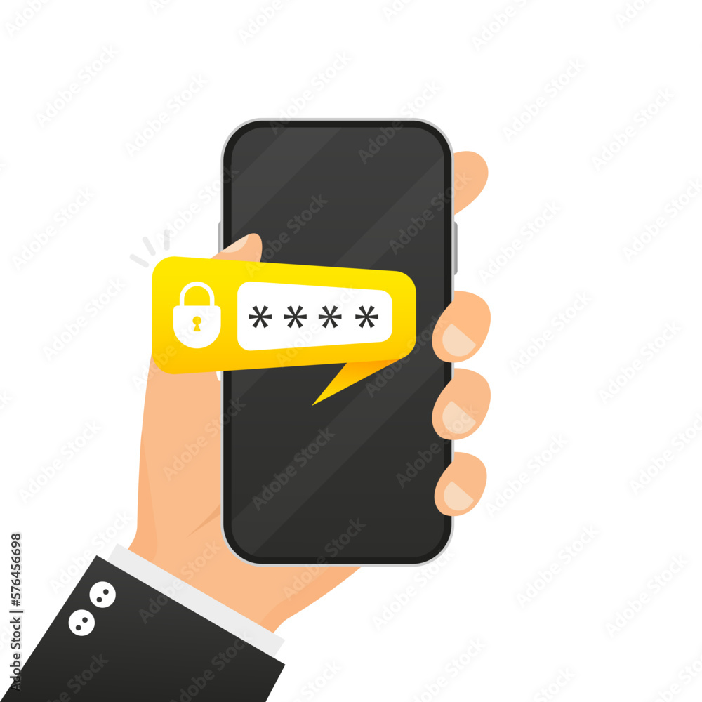 Aufkleber password code verification security protection for authorization notice on mobile phone or digital s