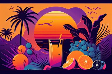 vector art, behance, neo-fauvism, cgsociety saturated colors, endless summer art, purple orange colors, minimal, 8k, hyper detailed AI Generated