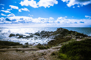 Spectacular blue Mediterranean sea and sky, Cagliari, Sardinia, Italy