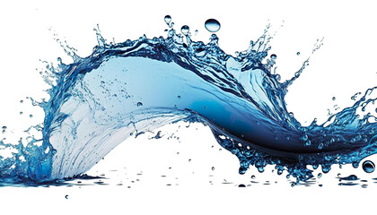 Water splash isolated on white, no background created with generative AI technology.
