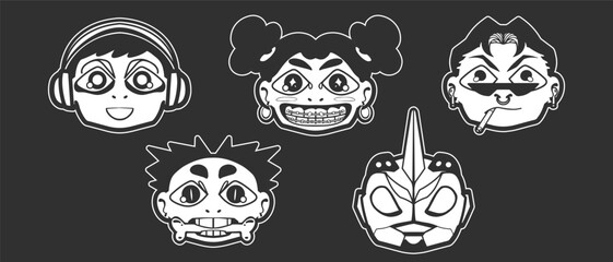 Throwback Collection: Y2K Retro Characters in 90s Vector Set Graphics